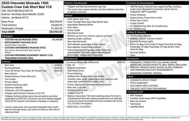 2020 Chevrolet Silverado 1500 4WD Crew Cab Short Bed Custom 2020 Chevrolet Silverado 1500 4WD Crew Cab Short Bed Custom