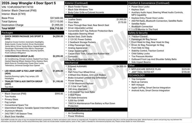 2026 Jeep Wrangler WRANGLER 4-DOOR SPORT S