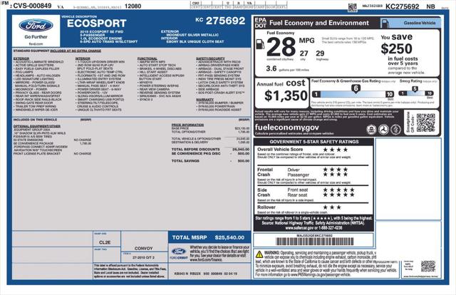 2019 Ford EcoSport SE 2019 Ford EcoSport SE