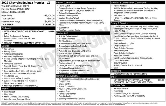 2022 Chevrolet Equinox AWD Premier 2022 Chevrolet Equinox AWD Premier
