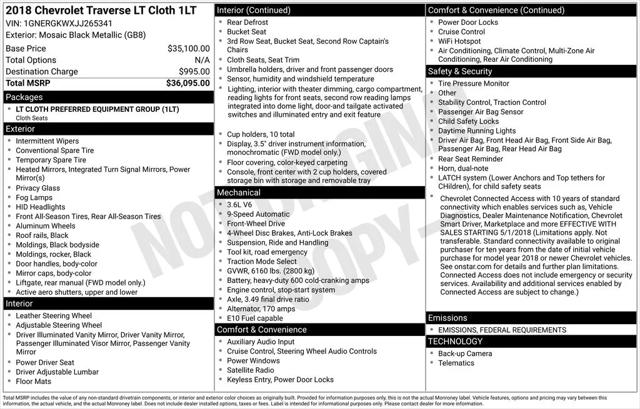 2018 Chevrolet Traverse 1LT