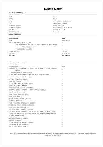2026 Mazda X-90 3.3 Turbo Premium Sport