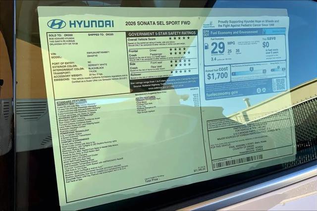 2026 Hyundai Sonata SEL Sport