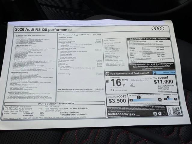 2026 Audi RS Q8 performance quattro tiptronic