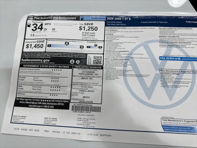 2026 Volkswagen Jetta S