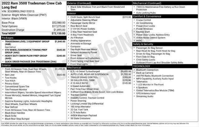 2022 RAM 3500 Tradesman Crew Cab 4x4 8 Box
