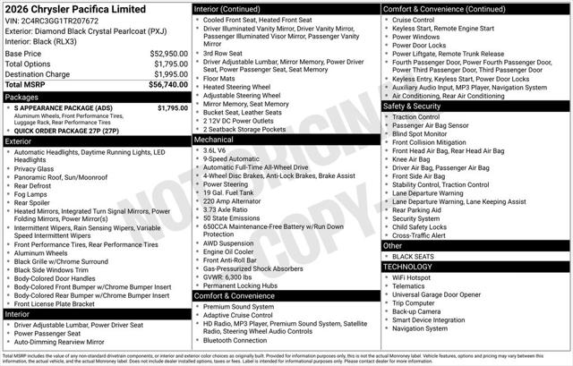 2026 Chrysler Pacifica Limited AWD