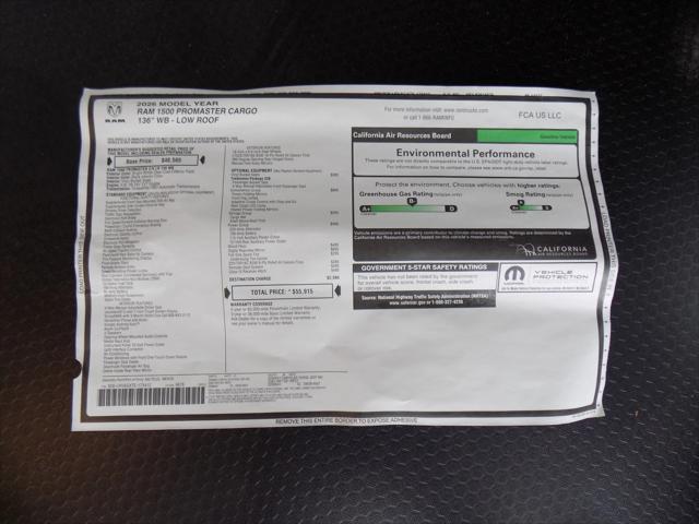 2026 Ram ProMaster Cargo Van Tradesman Low Roof 136" WB w/Pass Seat