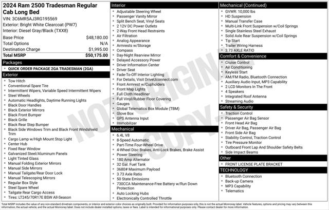 2024 RAM 2500 Tradesman Regular Cab 4x4 8 Box 2024 RAM 2500 Tradesman Regular Cab 4x4 8 Box