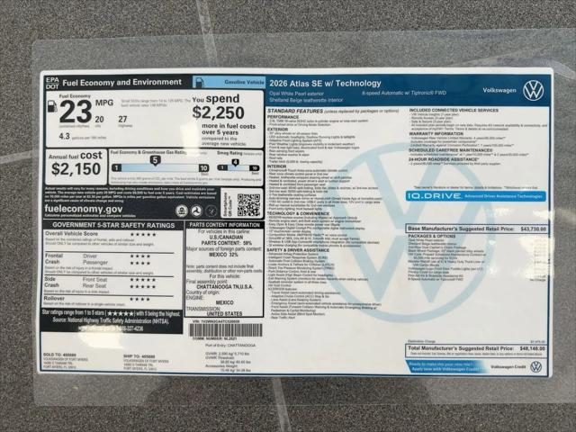 2026 Volkswagen Atlas SE with Technology