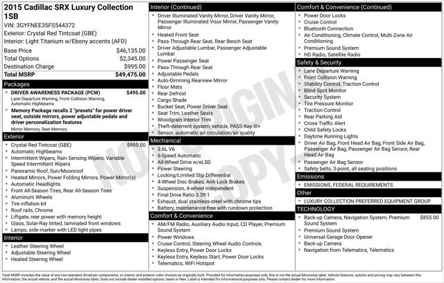 2015 Cadillac SRX Luxury Collection 2015 Cadillac SRX Luxury Collection