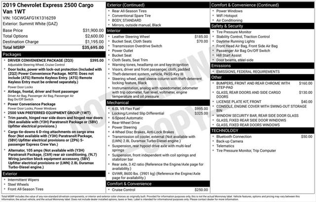 2019 Chevrolet Express 2500 Work Van 2019 Chevrolet Express 2500 Work Van