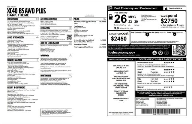 2025 Volvo XC40 B5 Plus Dark Theme 2025 Volvo XC40 B5 Plus Dark Theme
