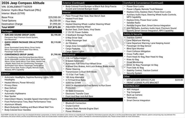 2026 Jeep Compass COMPASS LATITUDE ALTITUDE 4X4 2026 Jeep Compass COMPASS LATITUDE ALTITUDE 4X4