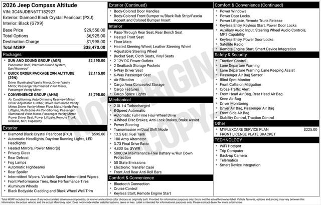 2026 Jeep Compass COMPASS LATITUDE ALTITUDE 4X4 2026 Jeep Compass COMPASS LATITUDE ALTITUDE 4X4