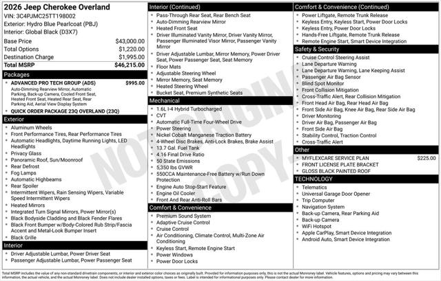 2026 Jeep Cherokee CHEROKEE OVERLAND 4X4