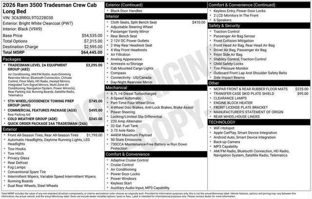 2026 Ram 3500 Tradesman Crew Cab 4x4 8' Box