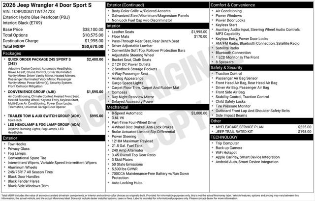2026 Jeep Wrangler WRANGLER 4-DOOR SPORT S