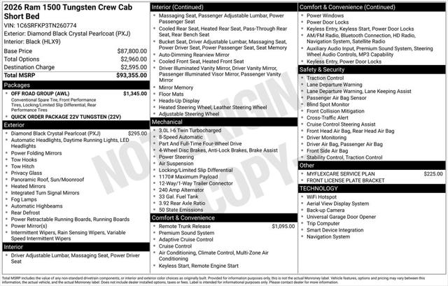 2026 RAM Ram 1500 RAM 1500 TUNGSTEN CREW CAB 4X4