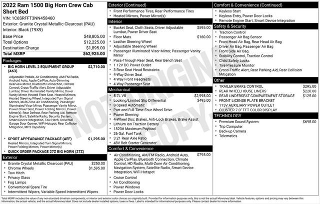 2022 RAM 1500 Big Horn Crew Cab 4x4 57 Box