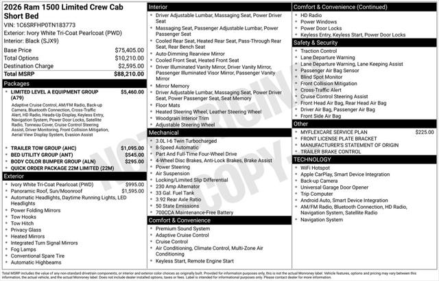 2026 RAM Ram 1500 RAM 1500 LIMITED CREW CAB 4X4 57 BOX 2026 RAM Ram 1500 RAM 1500 LIMITED CREW CAB 4X4 57 BOX