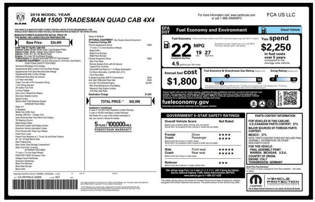 2018 RAM 1500 Tradesman Quad Cab 4x4 64 Box 2018 RAM 1500 Tradesman Quad Cab 4x4 64 Box