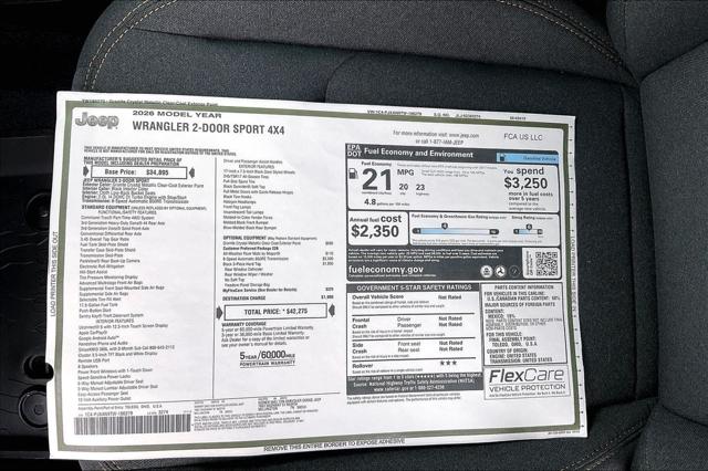 New 2026 Jeep Wrangler Sport For Sale in Millington, TN
