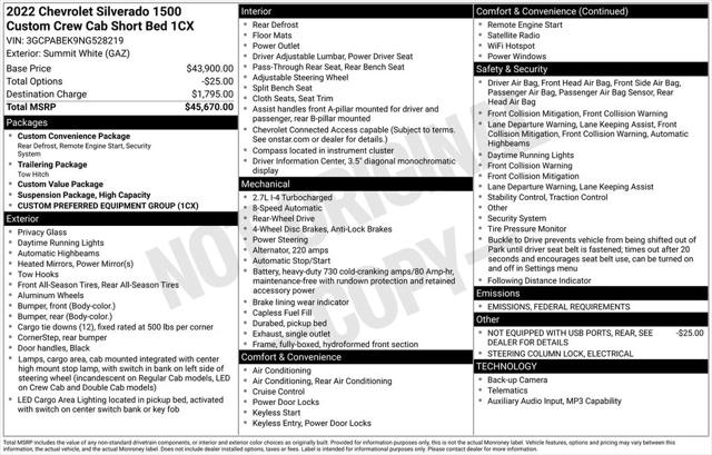 2022 Chevrolet Silverado 1500 2WD Crew Cab Short Bed Custom