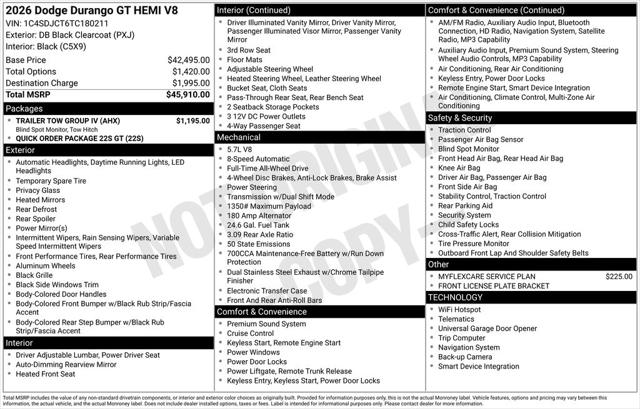 2026 Dodge Durango DURANGO GT AWD HEMI V8