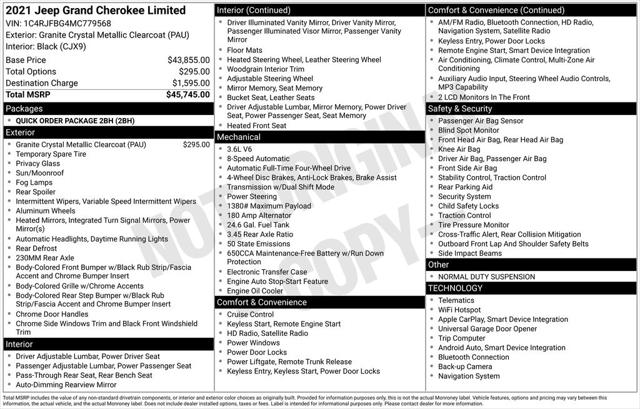 2021 Jeep Grand Cherokee Limited 4x4 2021 Jeep Grand Cherokee Limited 4x4