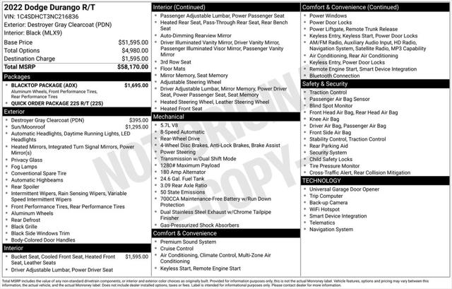 2022 Dodge Durango R/T RWD 2022 Dodge Durango R/T RWD