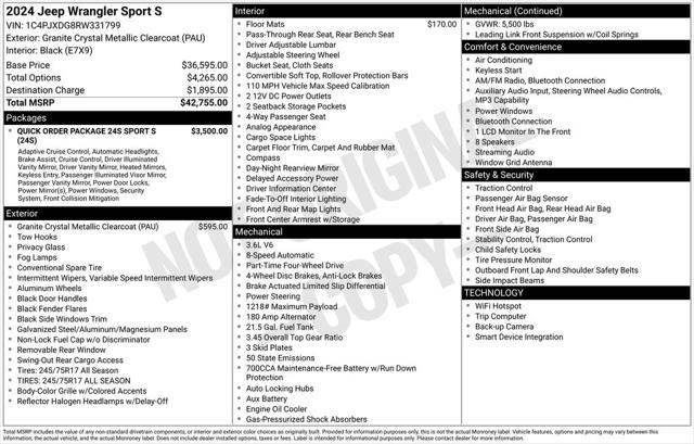 2024 Jeep Wrangler WRANGLER 4-DOOR SPORT S 2024 Jeep Wrangler WRANGLER 4-DOOR SPORT S