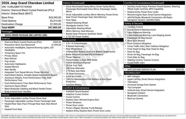 2026 Jeep Grand Cherokee GRAND CHEROKEE LIMITED 4X2