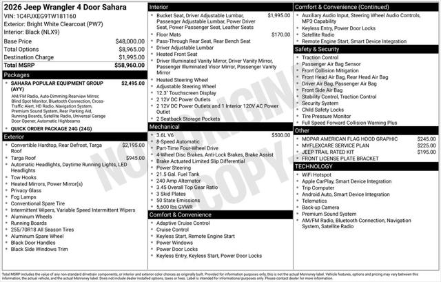 2026 Jeep Wrangler WRANGLER 4-DOOR SAHARA
