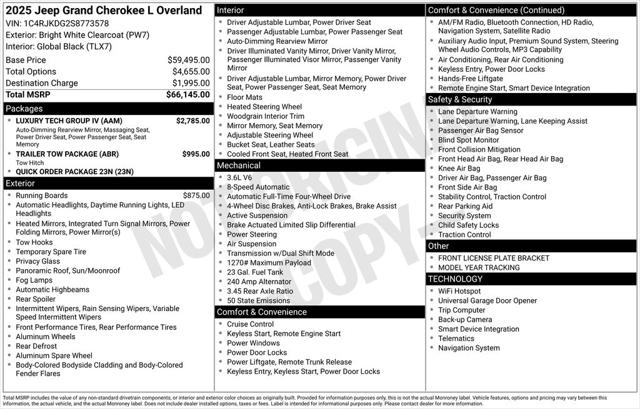 2025 Jeep Grand Cherokee GRAND CHEROKEE L OVERLAND 4X4