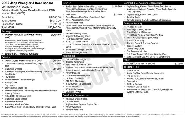 2026 Jeep Wrangler WRANGLER 4-DOOR SAHARA
