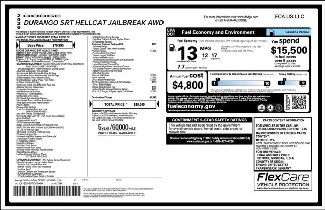 2026 Dodge Durango DURANGO SRT HELLCAT JAILBREAK AWD