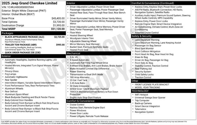2025 Jeep Grand Cherokee GRAND CHEROKEE LIMITED 4X4 2025 Jeep Grand Cherokee GRAND CHEROKEE LIMITED 4X4