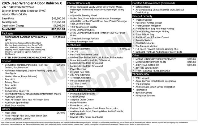 2026 Jeep Wrangler WRANGLER 4-DOOR RUBICON X