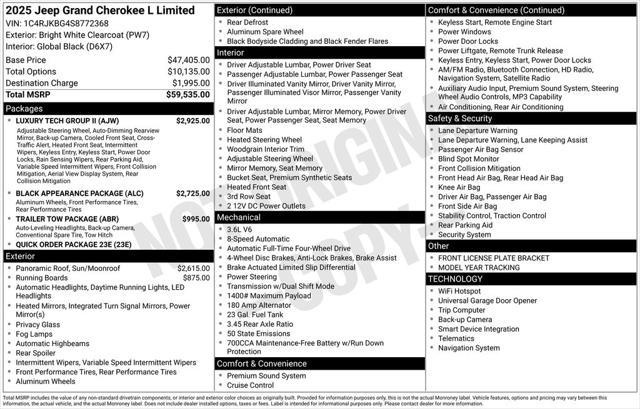 2025 Jeep Grand Cherokee GRAND CHEROKEE L LIMITED 4X4