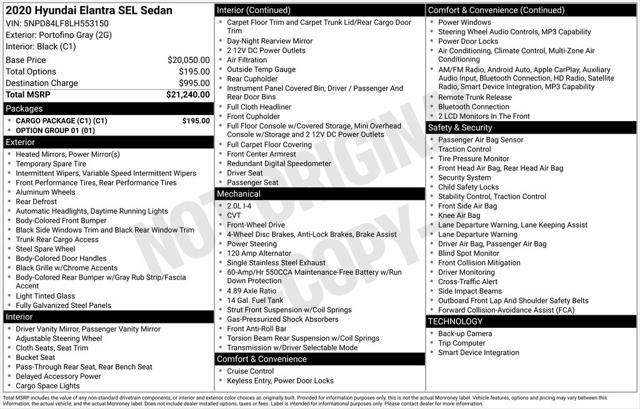 2020 Hyundai Elantra SEL 2020 Hyundai Elantra SEL