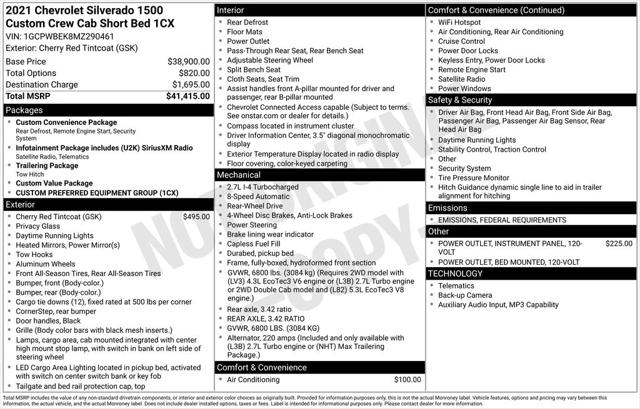 2021 Chevrolet Silverado 1500 2WD Crew Cab Short Bed Custom 2021 Chevrolet Silverado 1500 2WD Crew Cab Short Bed Custom