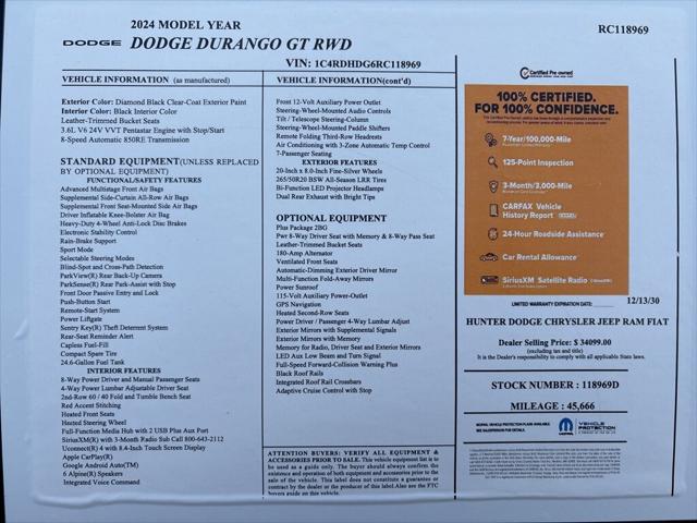 2024 Dodge Durango GT Plus RWD 2024 Dodge Durango GT Plus RWD