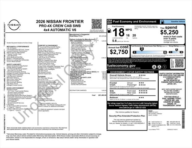 2026 Nissan Frontier Crew Cab PRO-4X 4x4