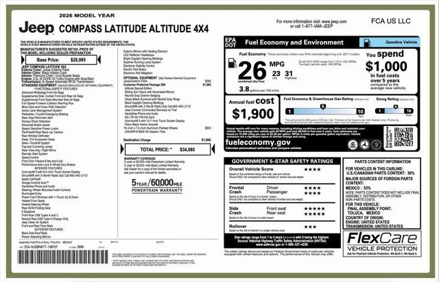 2026 Jeep Compass Latitude Altitude