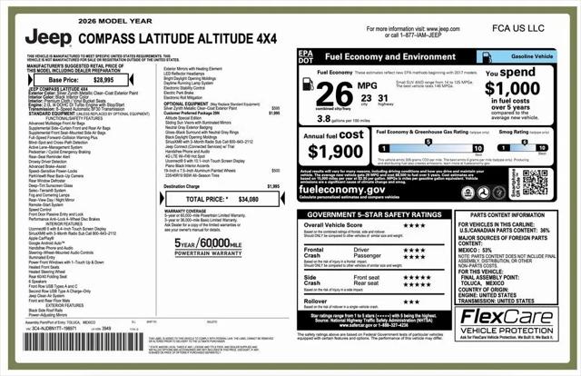 2026 Jeep Compass Latitude Altitude