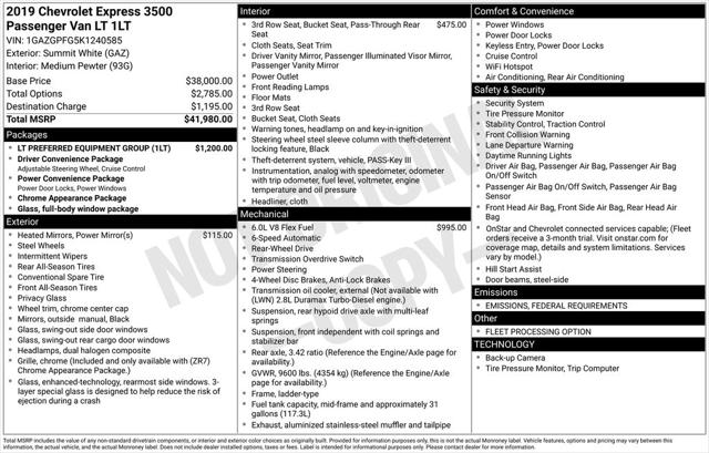 2019 Chevrolet Express 3500 LT 2019 Chevrolet Express 3500 LT
