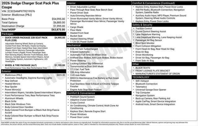 2026 Dodge Charger CHARGER SCAT PACK PLUS 2-DOOR AWD