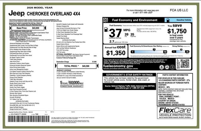 2026 Jeep Cherokee CHEROKEE OVERLAND 4X4