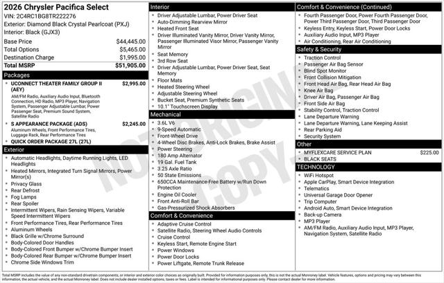 2026 Chrysler Pacifica PACIFICA SELECT 2026 Chrysler Pacifica PACIFICA SELECT